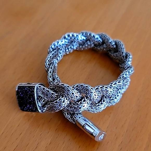 John Hardy Braided Mesh Bracelet with Amethyst Clasp - Picture 2 of 5